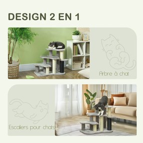 Arranhador para gatos em forma de torre para arranhar, com 50 cm de altura, com plataformas de pelúcia e bolas, para gatos com menos de 5 kg, cinzento