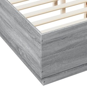 Estrutura cama 140x190 cm derivados de madeira cinzento sonoma