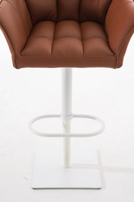 Banco de bar Damaso em couro sintético e com estrutura branca 64 x 88-113 x 45 cm Castanho claro
