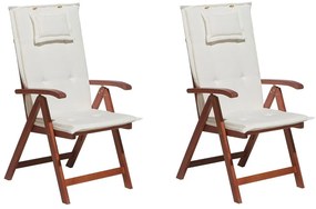 Conjunto de 2 cadeiras de jardim com almofadas creme TOSCANA Beliani