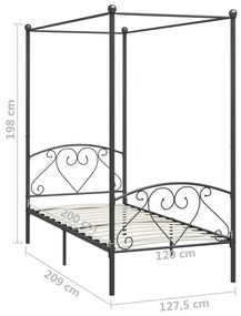 Estrutura de cama com dossel 120x200 cm metal cinzento