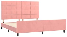 Estrutura de cama c/ cabeceira 180x200 cm veludo rosa