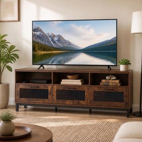 Móvel de TV com Três Gavetas, 160 x 40 x 60 cm, Para Televisores até 75 Polegadas, Castanho