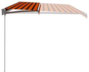 Toldo retrátil manual 600x300 cm laranja e castanho