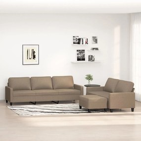 vidaXL 3 pcs conjunto de sofás com almofadões tecido cinza-acastanhado