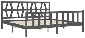 Estrutura de cama com cabeceira 200x200 cm madeira maciça cinza