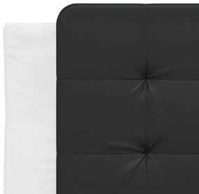 Estrutura cama c/ luzes LED 90x190 cm couro artif. branco/preto