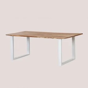 Mesa de jantar retangular de madeira reciclada Sami Branco & 210 x - Sklum
