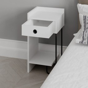 Mesa de Cabeceira Sirius Left – Branco – 32x61x30 cm
