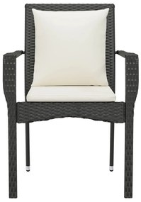 Cadeiras de jardim com almofadões 2 pcs vime PE preto