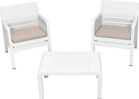 Conjunto de Jardim Lara – 2 Poltronas + Mesa de Centro – Polipropileno