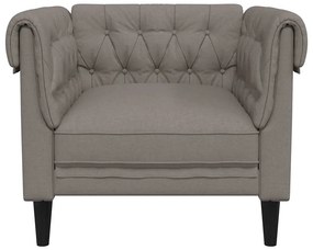 Sofá chesterfield tecido cinzento-acastanhado