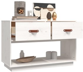 Móvel de TV 90x40x60 cm madeira de pinho maciça branco