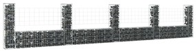 vidaXL Cesto gabião em forma de U c/ 5 postes 500x20x100 cm ferro