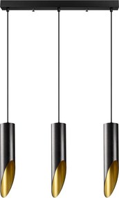 Candeeiro de Teto Kesik – Preto e Dourado – 58 x 8 cm