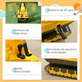 Escavadora Infantil sem Pedais com Braço Móvel e Compartimento de Arma