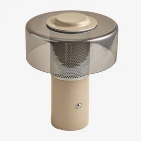 Luminária De Mesa Led Sem Fio Elfriede Em Vidro E Aço Tapioca Bege - Sklum