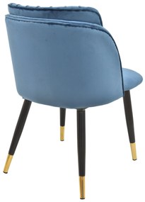 Conjunto 2 Cadeiras de Cozinha e Sala de Jantar  GLAMOUR, metal, veludo azul