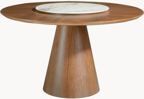 Mesa de jantar redonda em madeira com tampo giratório e aspeto mármore Bosch