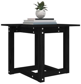 Mesa de centro 50x50x45 cm madeira de pinho maciça preto