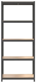 Estante 5 prateleiras 3 pcs madeira processada/aço antracite