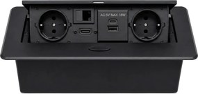 Caixa de Tomadas Embutida para Secretária Escritório com USB-C USB e RJ45