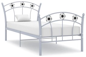 Estrutura de cama com design de futebol 90x200 cm metal cinza