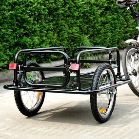 Reboque de bicicleta dobrável para carregamento de bagagem de 40kg com estrutura de aço leve e refletores 139x71,5x49 cm Preto