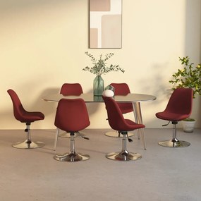 vidaXL Cadeiras de jantar giratórias 6 pcs tecido vermelho tinto