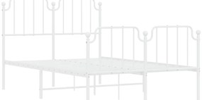 Estrutura de cama com cabeceira e pés 120x200 cm metal branco