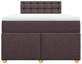 Cama boxspring com colchão 120x190 cm tecido castanho-escuro