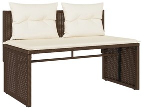 4 pcs conjunto sofás de jardim c/ almofadões vime PE castanho