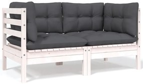 6 pcs conjunto lounge de jardim c/ almofadões pinho maciço