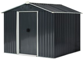 Abrigo de Jardim de 4,1 m² 236x174x190 cm para Armazenamento de Ferramentas com Portas e 4 Janelas de Ventilação Cinza