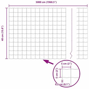 Cerca Euro com 22 Postes U Verde 0,4x50 m Aço