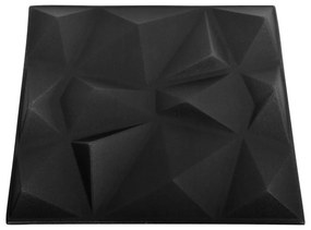 Painéis de parede 3D 24 pcs 50x50 cm 6 m² preto diamante