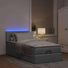 Estrutura cama otomana colchão 90x190 cm tecido cinzento claro
