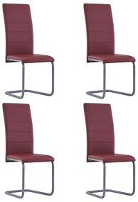 vidaXL Cadeiras de jantar cantilever 4 pcs couro artificial vermelho