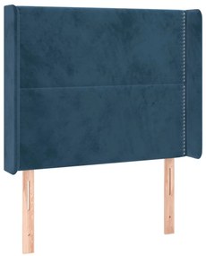 Cama box spring c/ colchão/LED 90x190 cm veludo azul-escuro