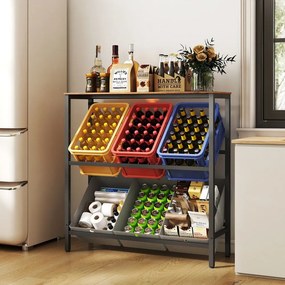 Estante para caixas de bebidas 40 x 105,4 x 117,3 cm, 2 níveis, para 6 caixas Castanho-preto