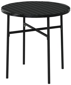 3 pcs conjunto de jantar para jardim vime PE preto
