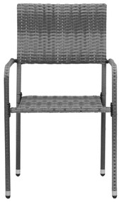 9 pcs conjunto de jantar para exterior vime PE cinzento