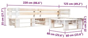 Sofás de paletes jardim 4 pcs madeira branco