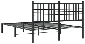 Estrutura de cama com cabeceira 140x190 cm metal preto