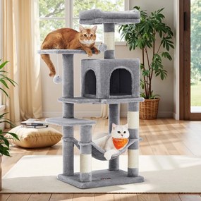 Arranhador para gatos com vários andares 45 x 35 x 112 cm cinzento claro
