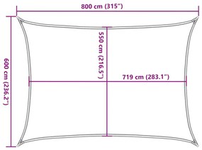 Para-sol estilo vela retangular 160 g/m² 6x8 m PEAD amarelo