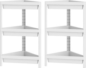 Conjunto de 2 estantes de canto com 3 níveis 26 x 44 x 67,5 cm em PP, estante de casa de banho desmontável com drenagem, organizador, para cozinha e q