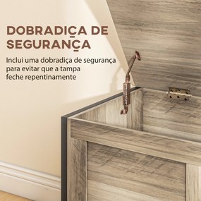 Baú de Armazenamento 95L  de Arrumação com Tampa Banco de Armazenamento com Dobradiça de Segurança 80x40x49 cm Cinza Claro