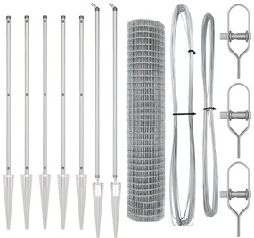 Cerca Euro com 7 Postes de Espeto 1,5x10 m de Aço Galvanizado