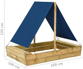 Caixa de areia c/ telhado 160x100x133 cm pinho impregnado